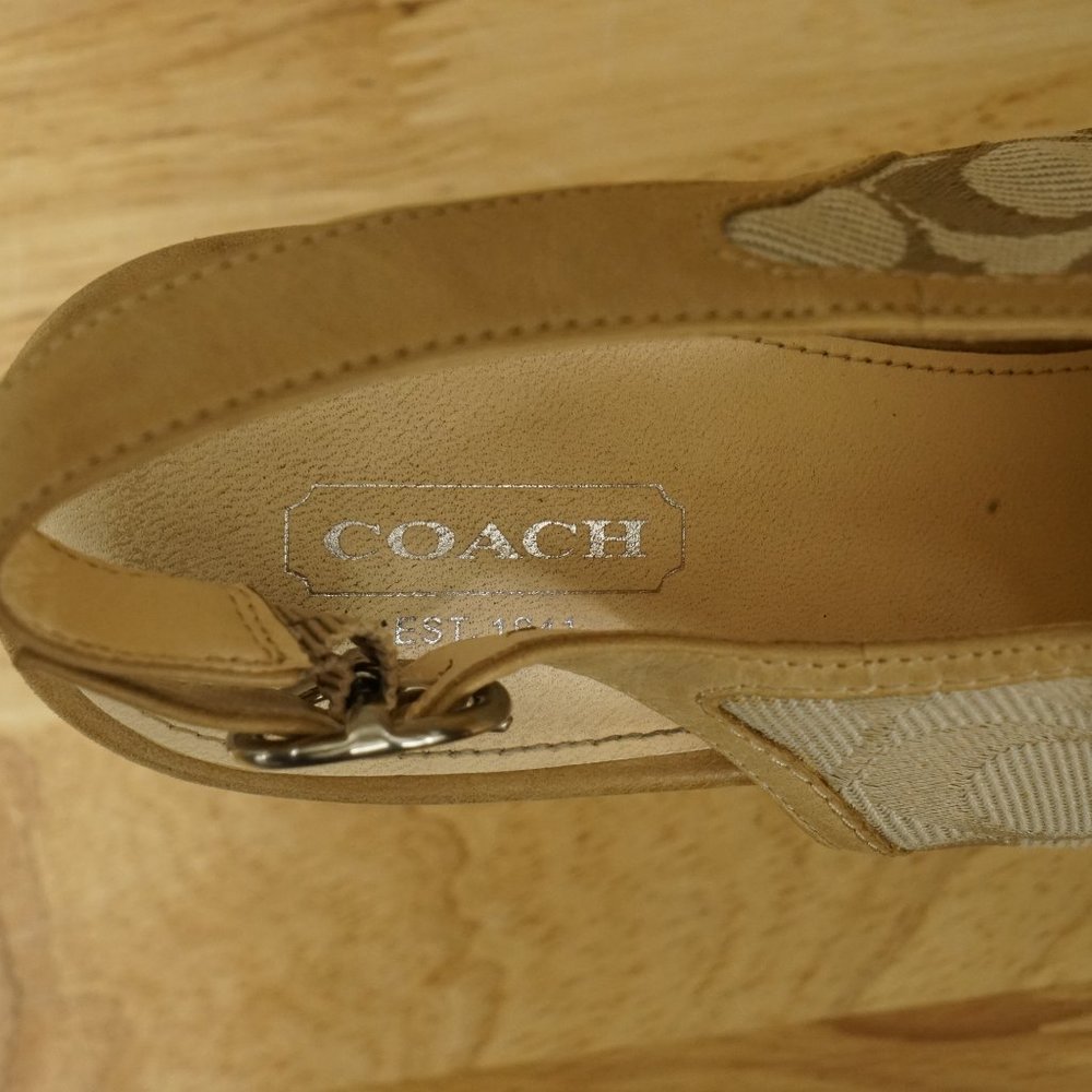 Coach Logo Pattern Wedge Slingback Platform Shoes… - image 6